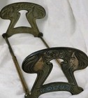 Antique Usa Art Nouveau Twin Maidens Iron Brass Bronze Telescoping Book Rack 