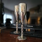 Vintage Godinger Silver Art Co  Ltd Silverplate 2000 Champagne Flutes Pair