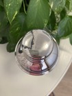 Mid Century Art Deco Glass Swirl Chrome Brown Tan Martini Cocktail Shaker Vtg