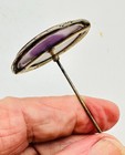 Antique Hatpin Olive Leaf Rim Whimsical Gold Design Lilac Art Glass Collectible