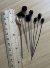 9 Antique Mourning Stick Pins - Jet Black Glass Teardrop  Fabric   Faux Pearl 3 