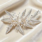 Bridal Leaf Hair Clip Crystal Pearl Wedding Hair Comb For Bridesmaid Prom