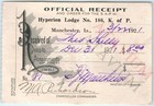 1921 Knights Of Pythias Hyperion Lodge Membership Dues Receipt Manchester Ia C46