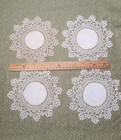 Lot Of 4 Antique Tatted Thread Linen Doilies Vintage Ecru 2  Wide Lace 7  Wide