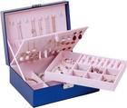 Kendal Dark Blue 2-layer Small Jewelry Box Watch Jewelry Organizer Gift W  Lock
