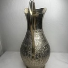 Vintage Hand Crafted Brass Pitcher Persian Turkish Vase Mcm Gold Tone Metal
