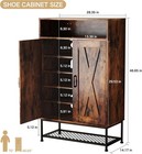 7-tier Farmhouse Shoe Cabinet Wooden Shoe Storage Organizer 24-pair Rustic Brown