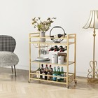 Bar Cart Gold W  Bottle Storage   Wine Glass Rolling Serving Bar Cart On Wheels