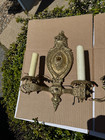 Pair Of Antique Brass  Bronze Sconces Electrified Each 2 Socle