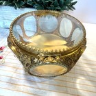 Antique Stunning French Ormolu Casket Jewelry Box Beveled Glass Hollywood Glam