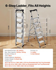 6 Step Ladder  Folding Step Stool With Wide Anti-slip Pedal And Comfort Handgrip