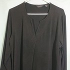 Women   s Black Long Sleeve Blouse     Minimalist V-neck Casual Top