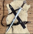 Templar Knights Hand Forged Carbon Steel Sharp Battle Ready Medieval Sword Gift