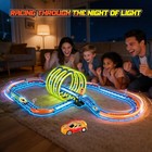 Glow Toy Car Race Track Set  71pcs Glow-in-the-dark Tracks For Kid Ages 3-8     