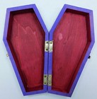Gothic Coffin casket Ghost Painting Red   Purple Trinket Box Art By Rain Crow