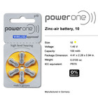 Power One Size 10 Mercury-free 1 45v Hearing Aid Batteries  60 Pack  - Exp 2024