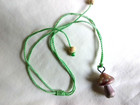 Painted Wooden Mushroom Pendant Hippie Necklace 28  Unisex  Usa Seller Gift