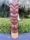 New 3    Hawaiian Style Ku Coconut Palm Tiki Carved Base Bar Decor Oceanic Stained