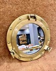 Ship Salvaged Old Vintage Solid Brass Heavy Round Porthole Window