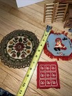 36pc Vtg Primitive Dollhouse Miniatures Lot Folk Art Handmade Furniture Rugs
