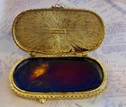 Vintage Est  e Lauder Courting Couple Solid Perfume Compact Blue Enamel Box