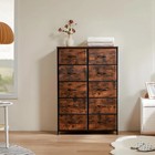 10 Fabric Drawer Dresser Storage Tall Chest Organizer Cabinet Unit Wood Top
