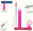 Metal Reusable Straws 3 Pack Collapsible Stainless Steel Drinking Straw Portable