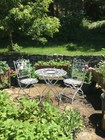 Antique-vintage French Bistro Patio Set  Wrought Iron  Fleur De Lyss