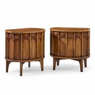 Kent Coffey Perspecta Mid Century Round Walnut And Rosewood Nightstands -  Pair