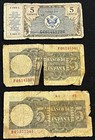 2 Banknote  Spain Banco De Espana 5 Pesetas J Elcano Circ   Usa Military 5 Cents
