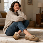 Women s Faux Fur Lined Micro Suede Moccasin Slipper