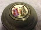 40   s Metal Round Vanity Powder Puff Music Trinket Box Victorian Couple  Works