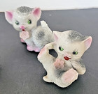 Vintage 3 Sugar Glazed Ceramic Cats   Kittens Japan