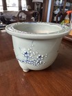Vintage Japanese Seto Ware Bonsai Pot Celadon Blue White Plum Blossom Planter