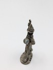 Vintage Pewter Wizard Figurine With Crystal Ball Small