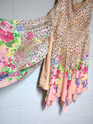 Vintage 90s Y2k Ice Silk Midi Skirt Handkerchief Leopard Floral Beaded Fairy  L