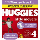 New Huggies Little Movers Baby Diapers  Size 4  22-37 Lbs   116 Count