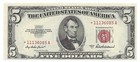 1953a  5  star         Legal Tender  Us Note  Crisp   Uncirculated Banknote
