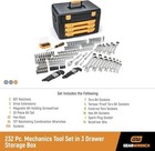 Gearwrench 80944 232 Pieces Mechanics Tool Set In 3 Drawer Storage Box