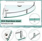 2 Pcs Corner Shower Shelf 2-tier Glass About 9 25 Inches  Silver 