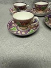 Antique 19th Century Purple Luster Cup   Saucer Lot Of 6 Unmarked Staffordshire 