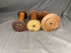 Antique Wooden Bobbins Set Of 3 Primitive Industrial Thread Spools Sewing Crafts