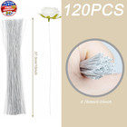 120 Pcs Floral Wire  15 Inch For Crafts  Bouquet Stem Wrapping 24 Gauge White Fl