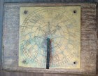 Antique Brass Sundial On Wooden Box     C  1880   1920     Compass Rose Design