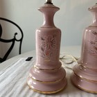 Vtg 1950s Mcm Pink Gold Ceramic Lamps Mid Century Modern Atomic Era Lighting