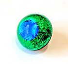 Antique Htf Black Glass Peacock Eye Button   Vivid Green   Blue Peacock Colors