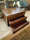 Vintage Warm Wood Men   s Jewelry Chest Coin Watch Ring Box Modern Heritage Moody 