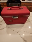 Vintage Forecast Red Travel Train Cosmetic Case Makeup W Key Mirror Luggage