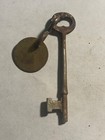Vintage Antique Hotel Motel Room Key Brass Fob With Skeleton Key  41 1920 s-30 s