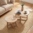 Round Nesting Coffee Table Set Of 2  Stacking Side Tables Wood Grain
